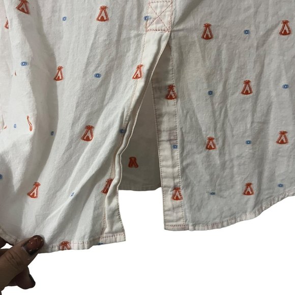 Anthropologie Maeve Womens Light Pink Teepee Embroidered A Line Button Shirt 2 - Picture 7 of 8